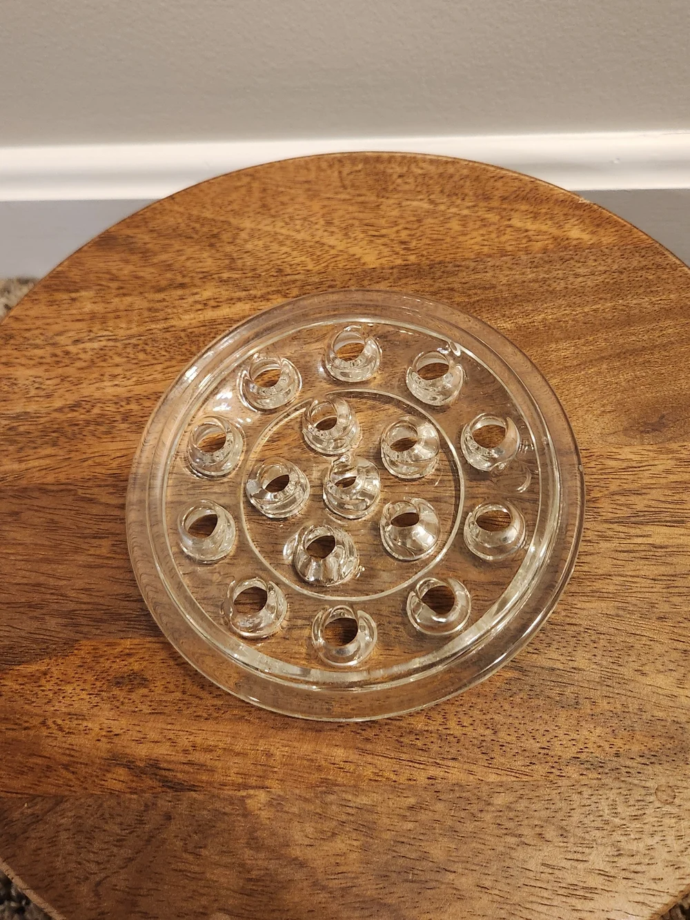 Vintage Clear Glass Flower Frog Vase Insert 16 Holes 5.25